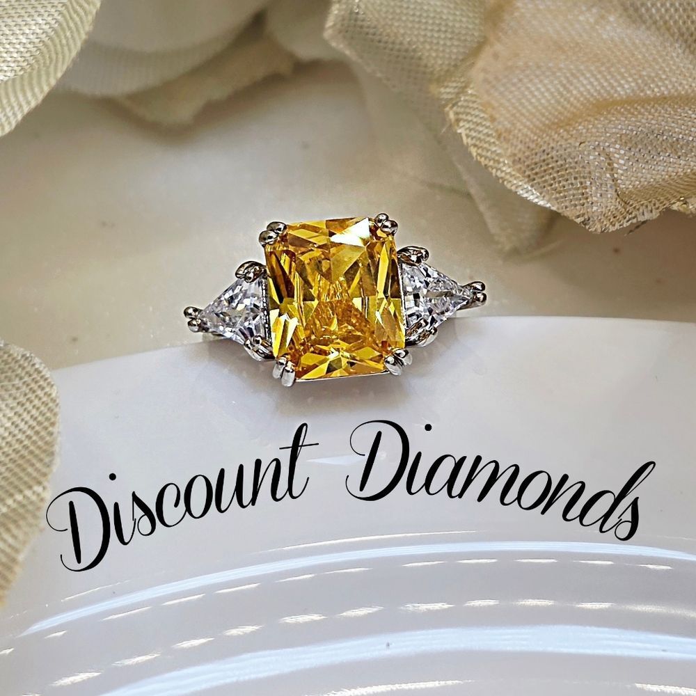 10.02 Ct. Yellow  & White Cocktail Sapphire Ring 925 Sterling Silver